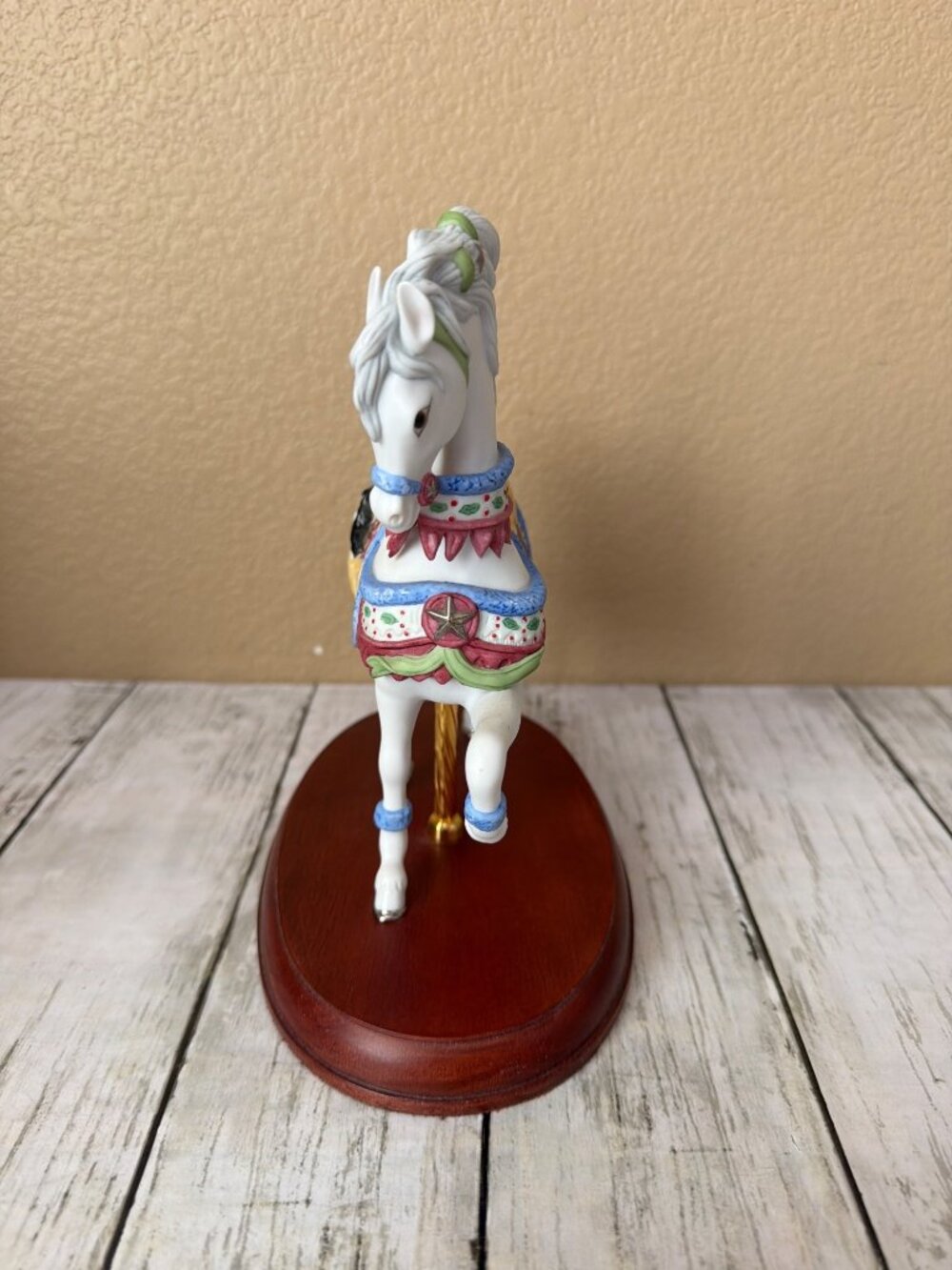 Lenox 2000 Porcelain Christmas Carousel Horse Figurine Penguins Saddle Wood Base - Picture 3 of 14